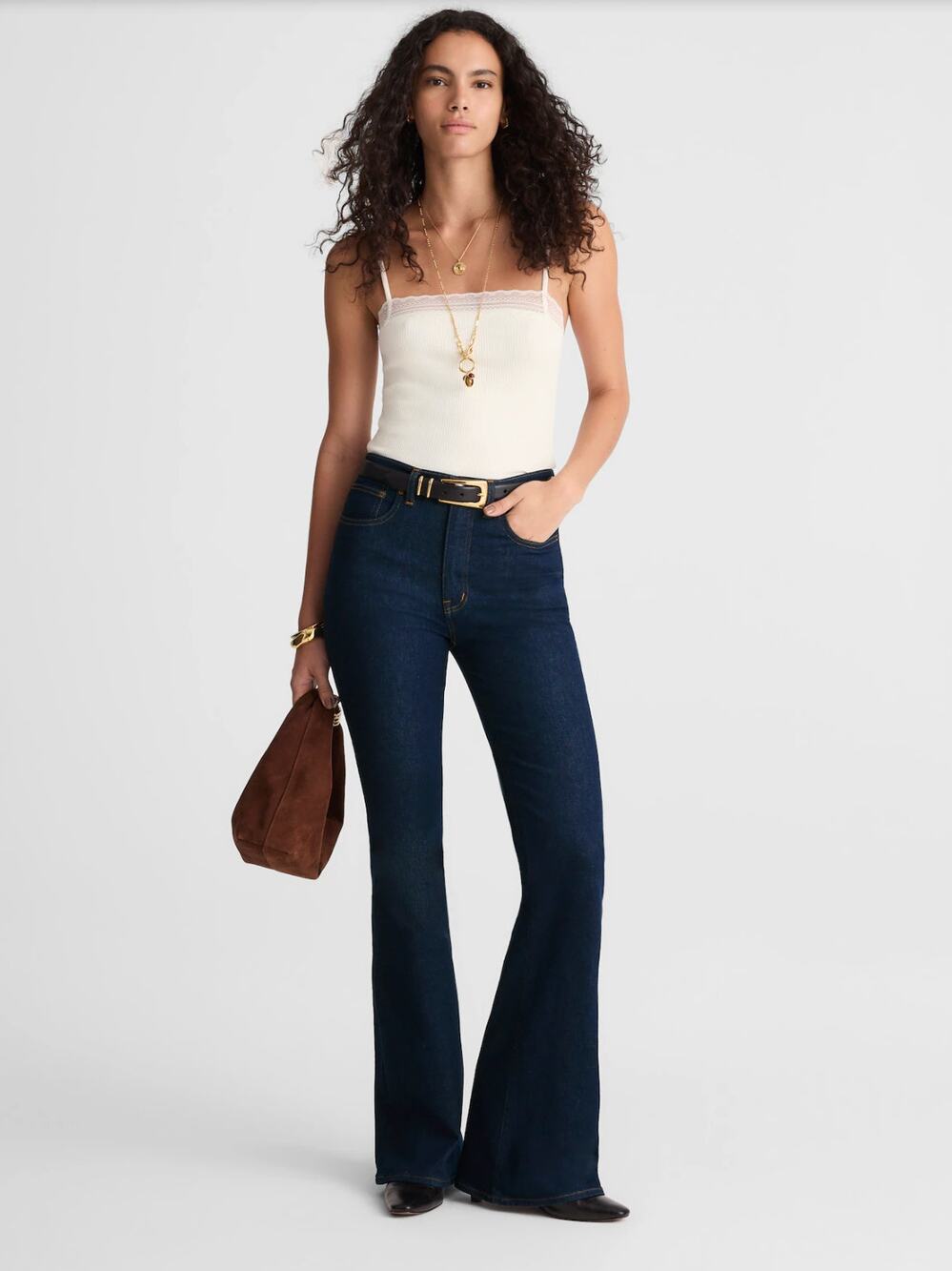 NEW Madewell The Stretch Flare Jean Rinse Wash Dark Blue High Rise US 26